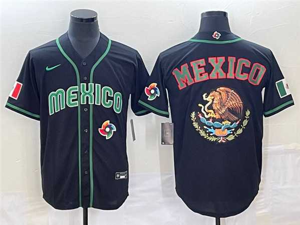 Mens Mexico Baseball 2023 Black Team Big Logo World Baseball Classic Stitched Jersey